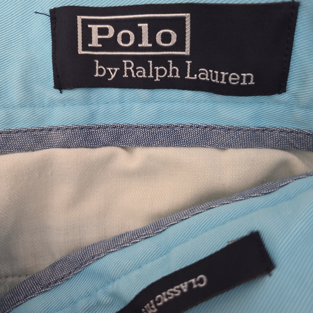Ralph Lauren Sky Blue Men's Flat Front Shorts, 32